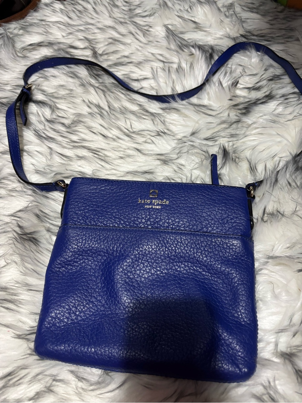 kate spade royal blue pebbled leather crossbody